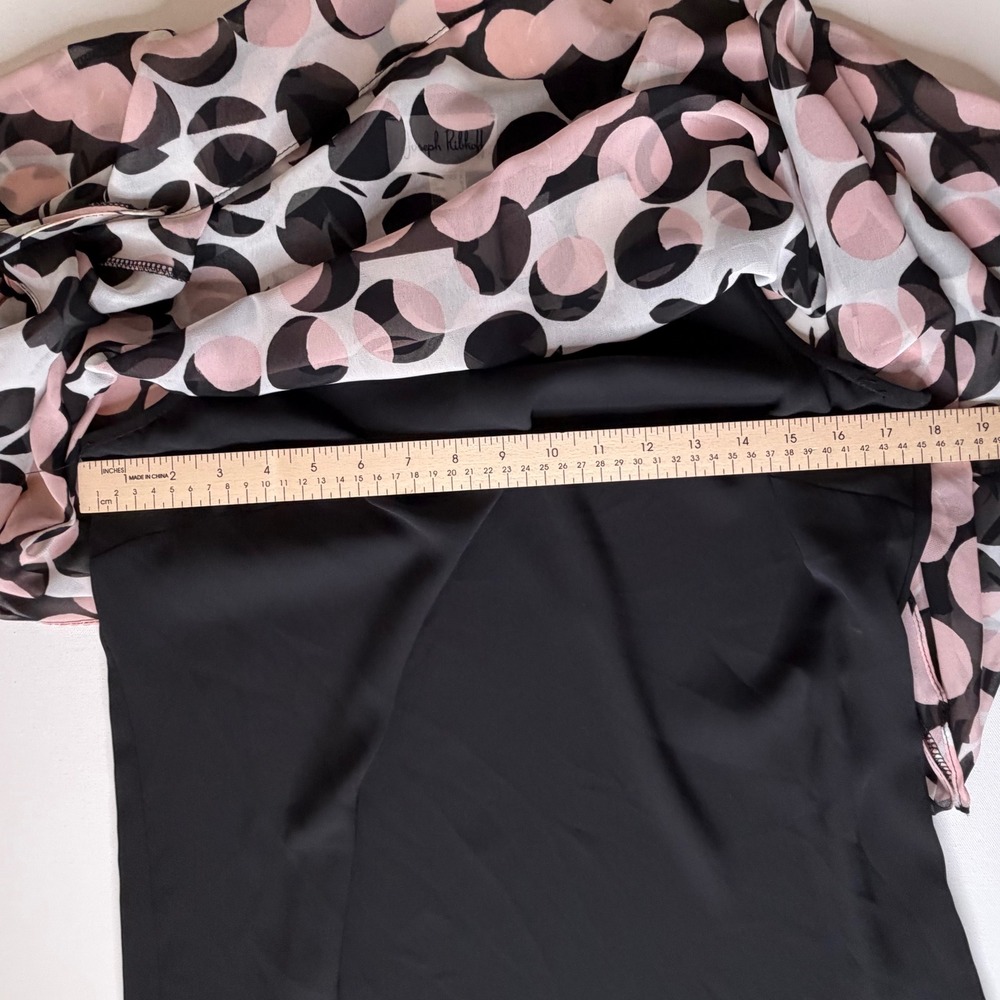 Joseph Ribkoff Polka Dot Sheer Overlay Blouse Size 4‎ Retro Lightweight Lined - Picture 9 of 10